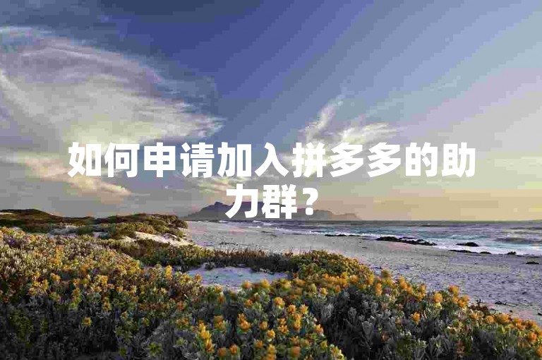 如何申请加入拼多多的助力群？