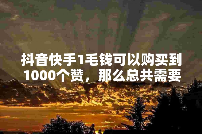 抖音快手1毛钱可以购买到1000个赞，那么总共需要多少钱呢？