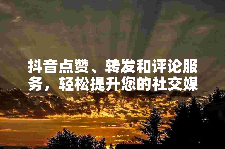 抖音点赞、转发和评论服务，轻松提升您的社交媒体影响力。