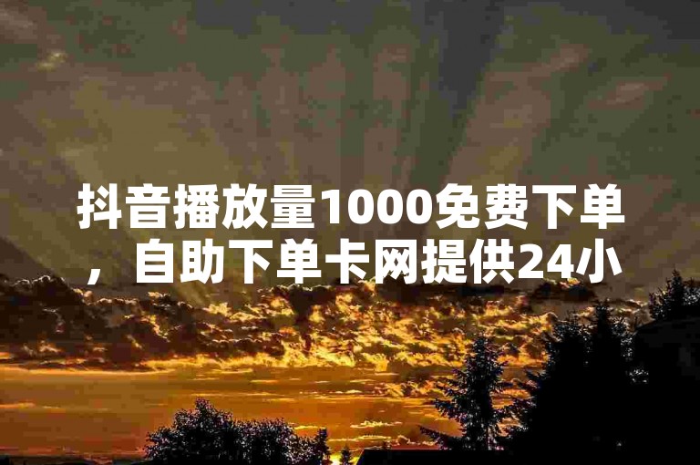 抖音播放量1000免费下单，自助下单卡网提供24小时全自助下订单服务。