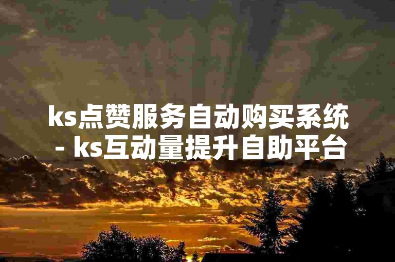 ks点赞服务自动购买系统 - ks互动量提升自助平台