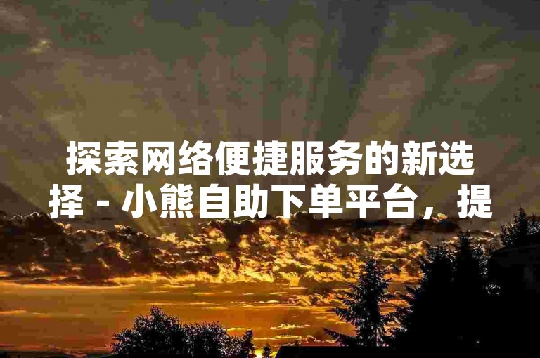 探索网络便捷服务的新选择 - 小熊自助下单平台，提供实惠的KS号交易。