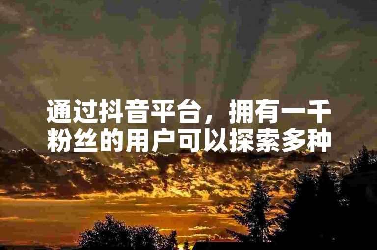 通过抖音平台，拥有一千粉丝的用户可以探索多种盈利途径。