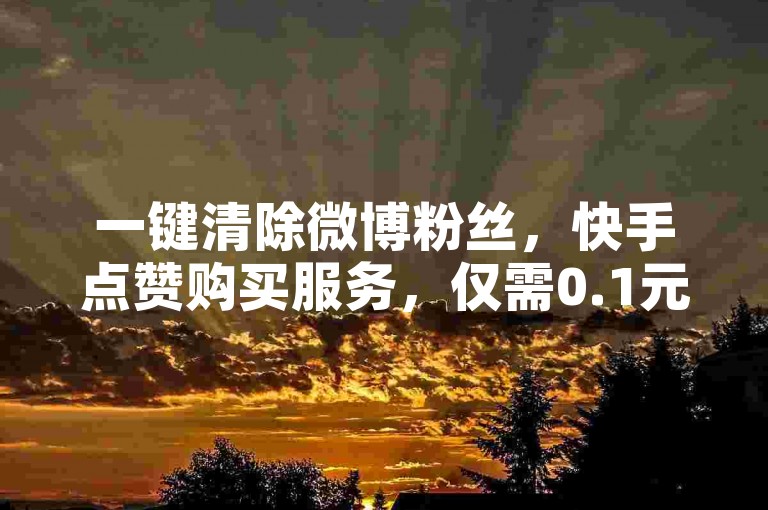 一键清除微博粉丝，快手点赞购买服务，仅需0.1元即可获得10000赞。