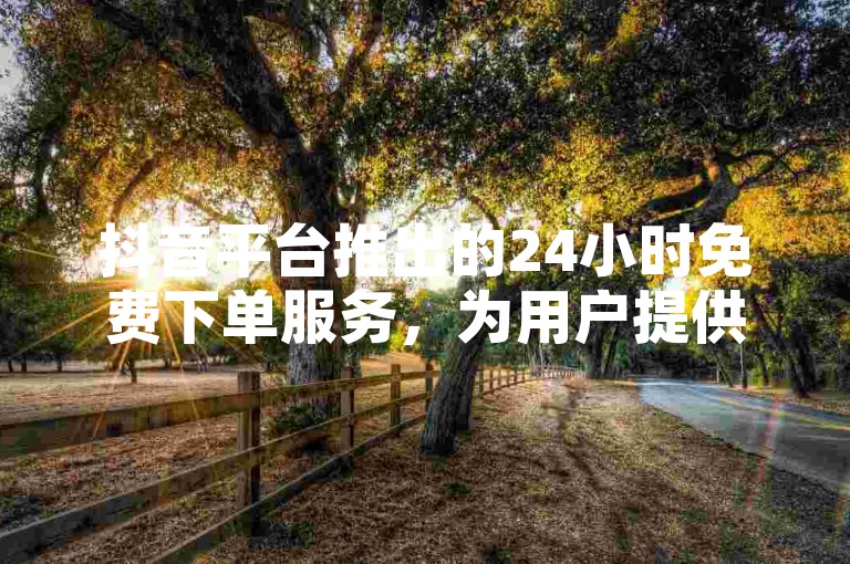 抖音平台推出的24小时免费下单服务，为用户提供了限时特惠的优惠活动，特别适合新用户使用。