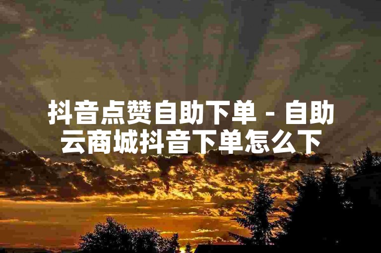 抖音点赞自助下单 - 自助云商城抖音下单怎么下