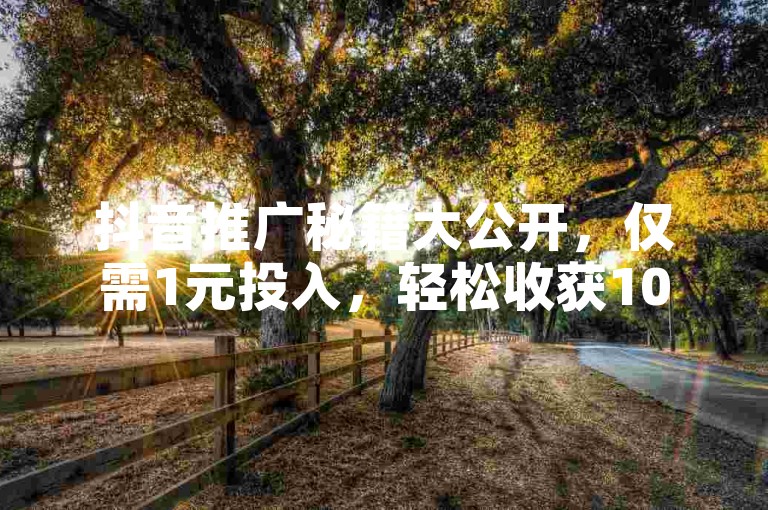 抖音推广秘籍大公开，仅需1元投入，轻松收获1000忠实粉丝，2025年必备技能！
