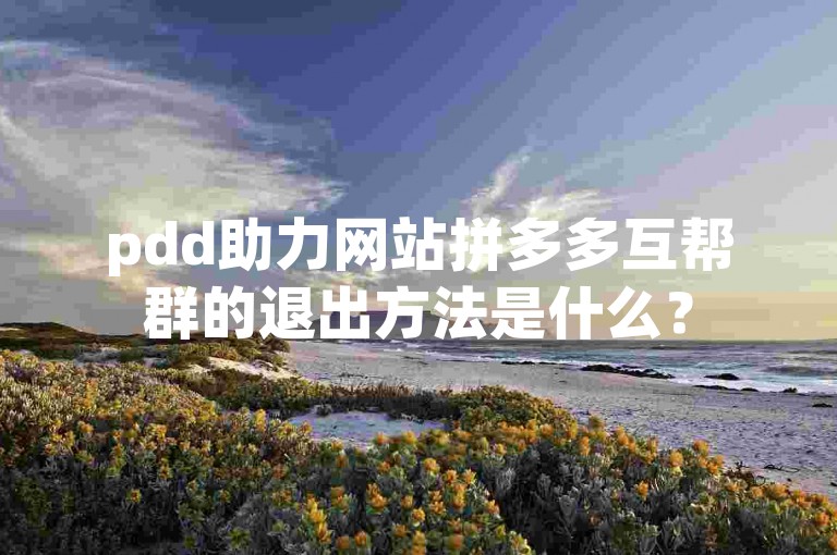 pdd助力网站拼多多互帮群的退出方法是什么？
