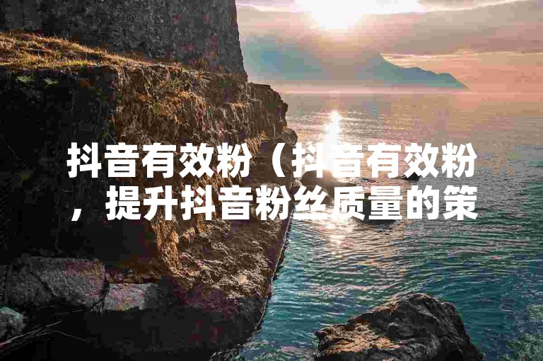 抖音有效粉（抖音有效粉，提升抖音粉丝质量的策略有哪些？）