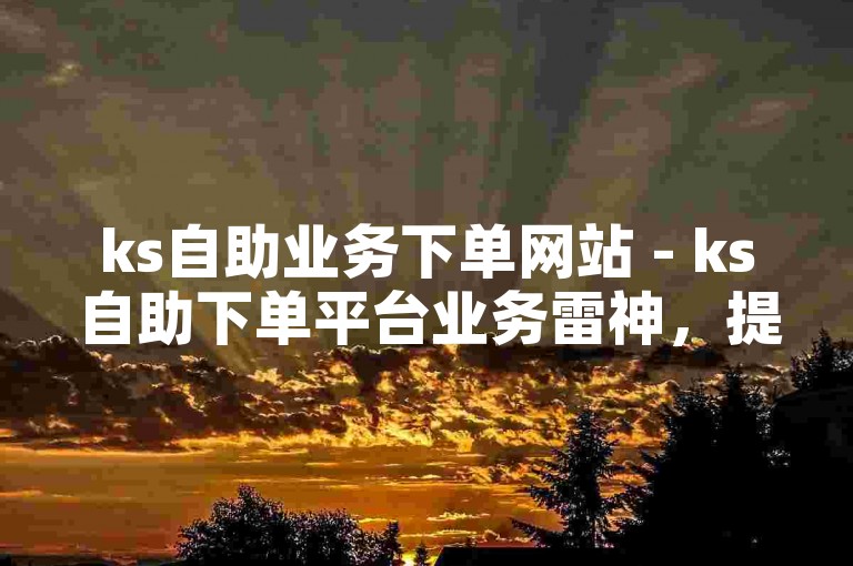 ks自助业务下单网站 - ks自助下单平台业务雷神，提供便捷的在线服务。