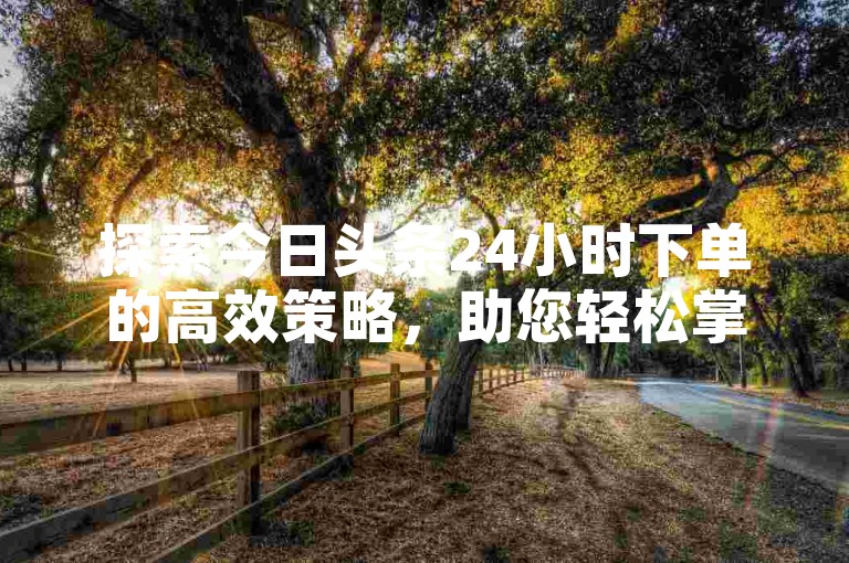 探索今日头条24小时下单的高效策略，助您轻松掌握购物先机。