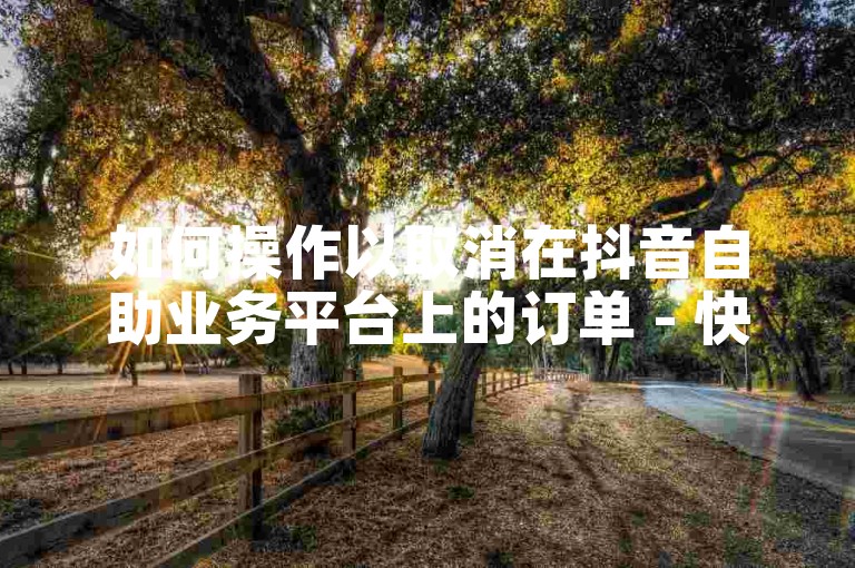 如何操作以取消在抖音自助业务平台上的订单 - 快手平台提供经济实惠的自助下单服务。