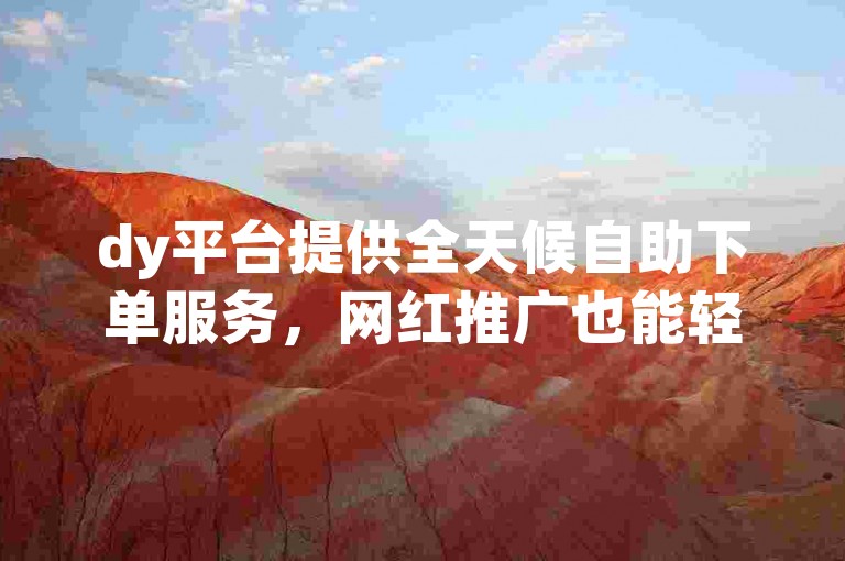 dy平台提供全天候自助下单服务，网红推广也能轻松实现。