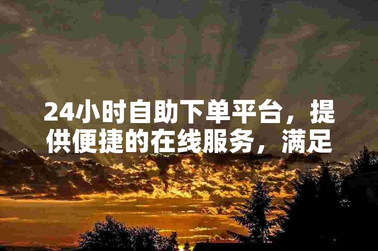 24小时自助下单平台，提供便捷的在线服务，满足您的各种需求。