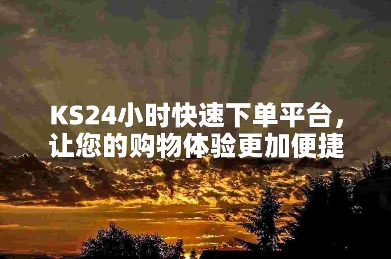 KS24小时快速下单平台，让您的购物体验更加便捷高效。