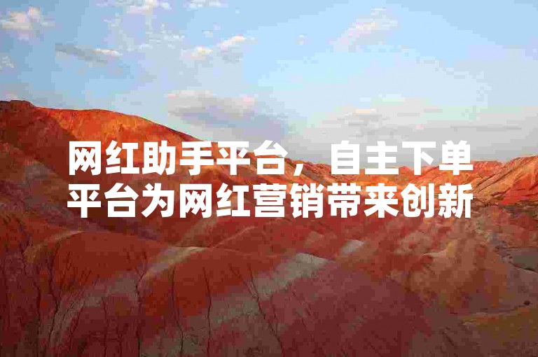 网红助手平台，自主下单平台为网红营销带来创新策略。