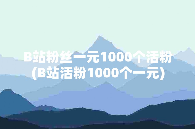 B站粉丝一元1000个活粉(B站活粉1000个一元)