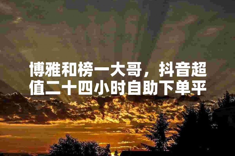 博雅和榜一大哥，抖音超值二十四小时自助下单平台，提供1元100赞服务，专业可靠。