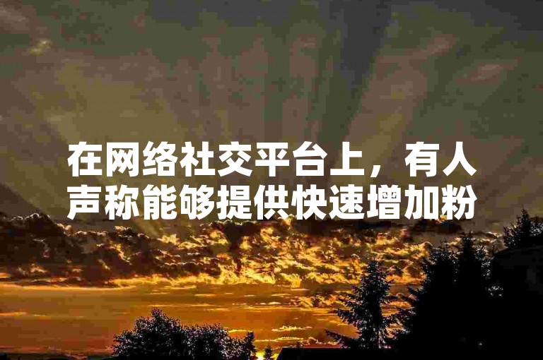在网络社交平台上，有人声称能够提供快速增加粉丝和播放量的服务。