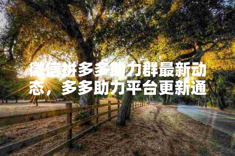 微信拼多多助力群最新动态，多多助力平台更新通知。