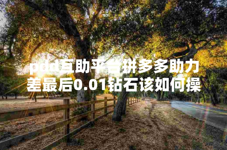 pdd互助平台拼多多助力差最后0.01钻石该如何操作？