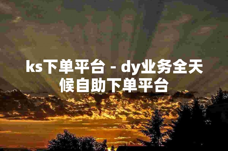 ks下单平台 - dy业务全天候自助下单平台