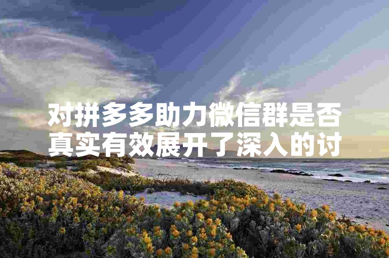 对拼多多助力微信群是否真实有效展开了深入的讨论。