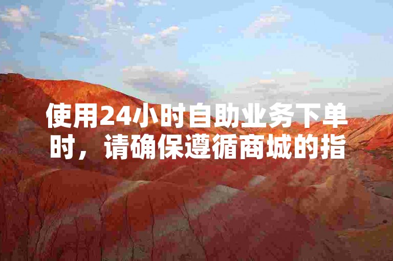 使用24小时自助业务下单时，请确保遵循商城的指南和条款，以保证顺利完成交易。