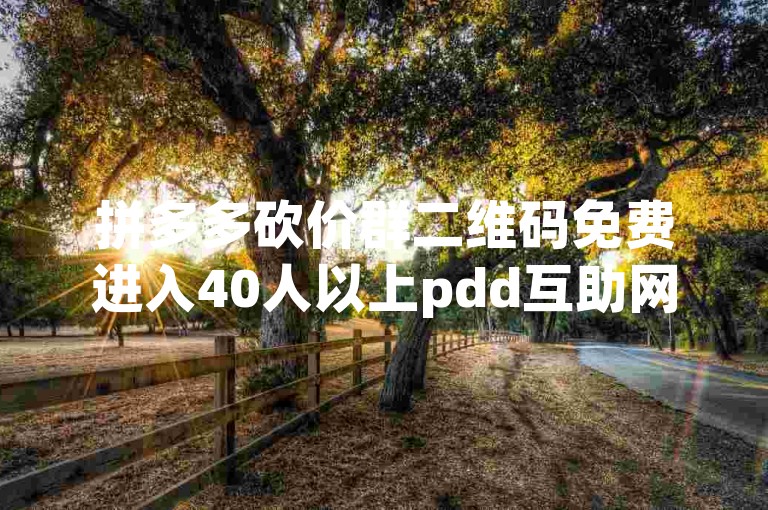 拼多多砍价群二维码免费进入40人以上pdd互助网站，轻松获取超值优惠。