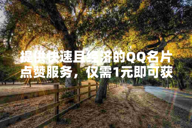 提供快速且经济的QQ名片点赞服务，仅需1元即可获得1000个赞 - 访问199it官网的黑马网或91卡盟进行在线自助下单。