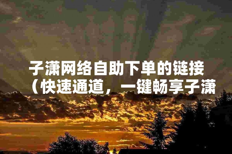 子潇网络自助下单的链接（快速通道，一键畅享子潇网络服务）