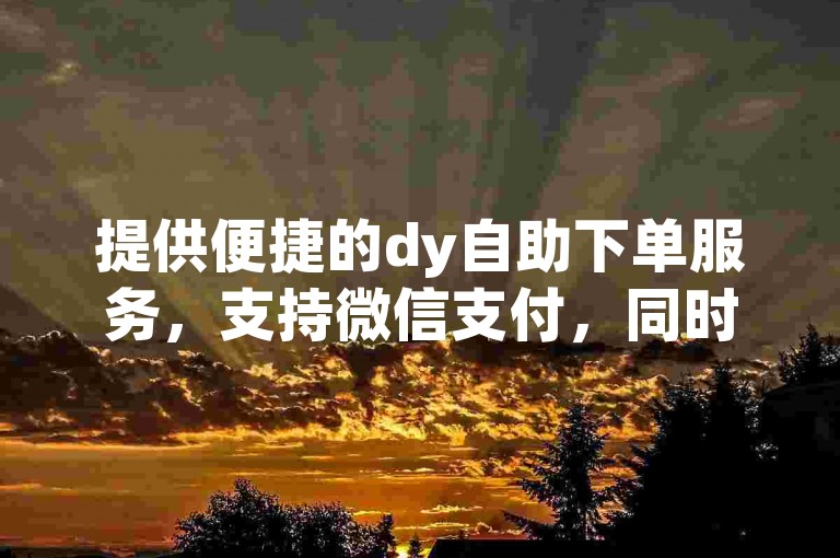 提供便捷的dy自助下单服务，支持微信支付，同时推出ks播放量自助下单功能。