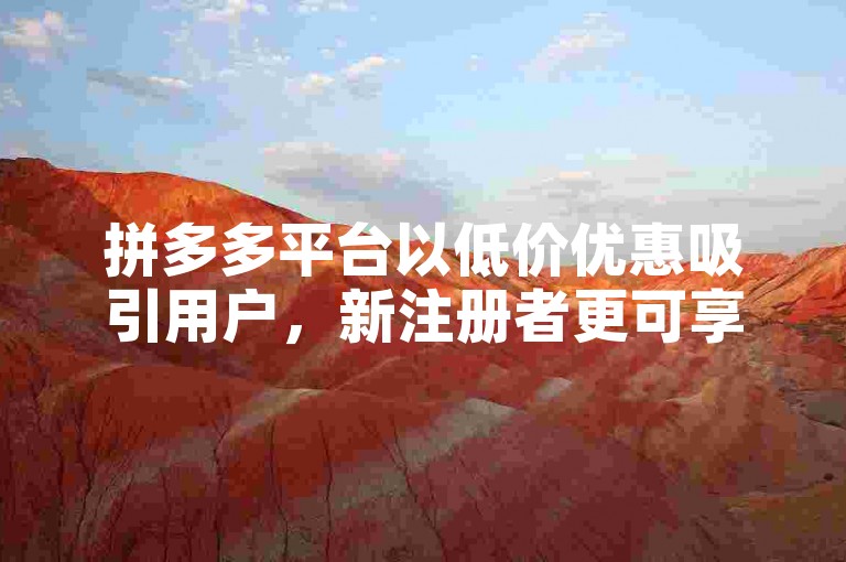 拼多多平台以低价优惠吸引用户，新注册者更可享受免费赠品的福利。