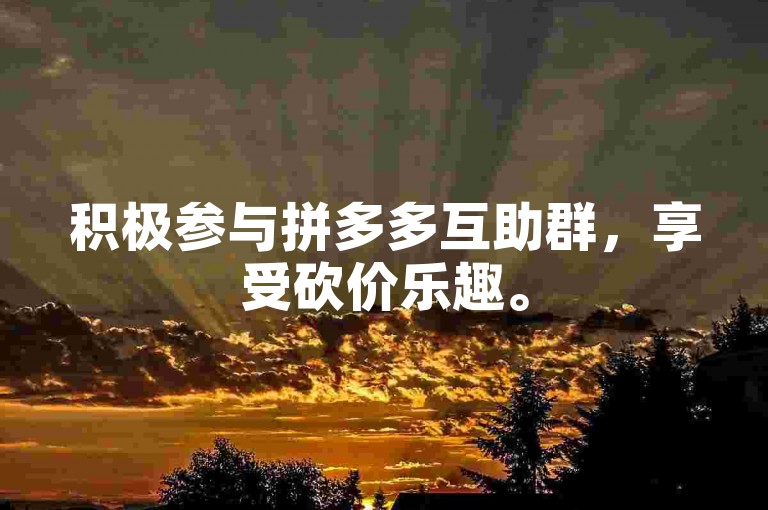 积极参与拼多多互助群，享受砍价乐趣。