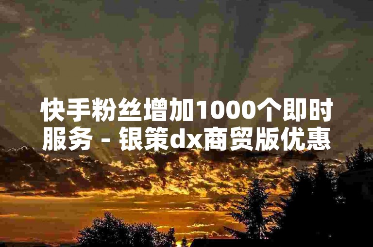 快手粉丝增加1000个即时服务 - 银策dx商贸版优惠活动进行中