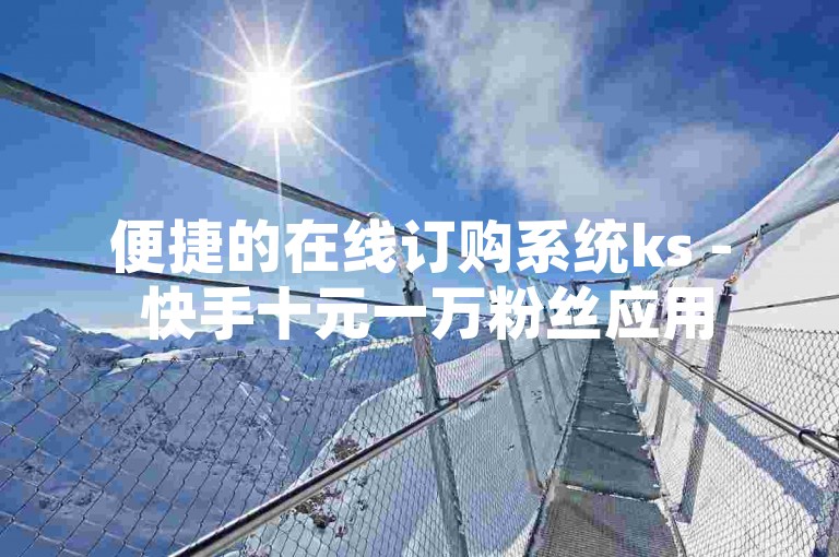 便捷的在线订购系统ks - 快手十元一万粉丝应用