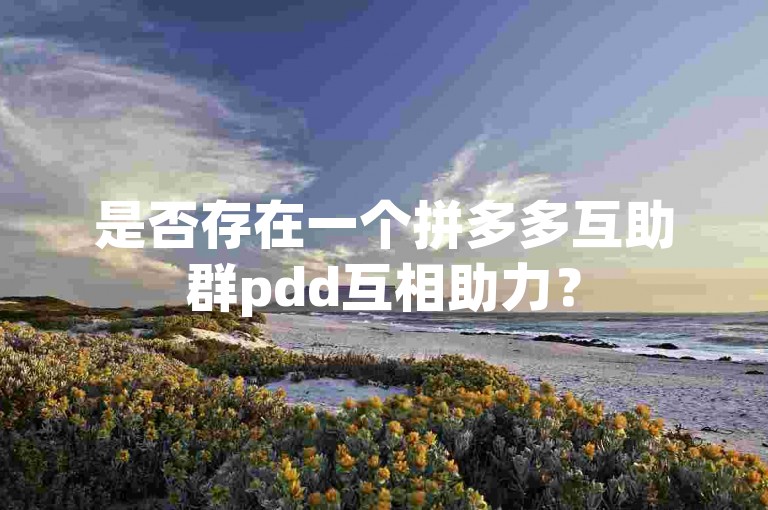 是否存在一个拼多多互助群pdd互相助力？