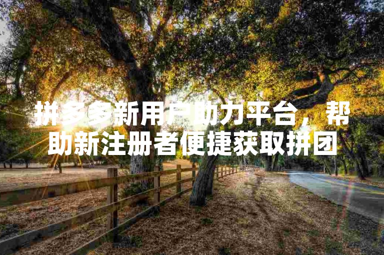 拼多多新用户助力平台，帮助新注册者便捷获取拼团福利。