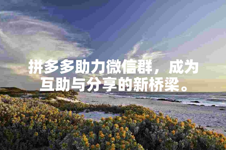 拼多多助力微信群，成为互助与分享的新桥梁。