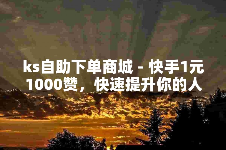 ks自助下单商城 - 快手1元1000赞，快速提升你的人气！