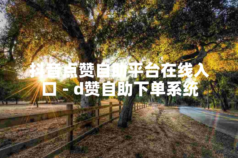 抖音点赞自助平台在线入口 - d赞自助下单系统