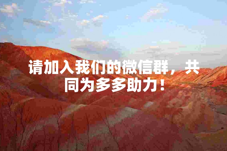 请加入我们的微信群，共同为多多助力！