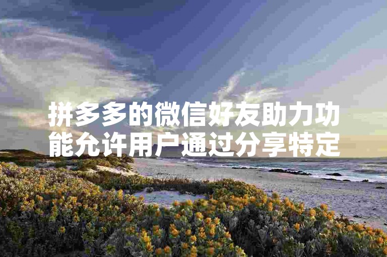 拼多多的微信好友助力功能允许用户通过分享特定链接给微信好友，以获得他们的帮助和支持。