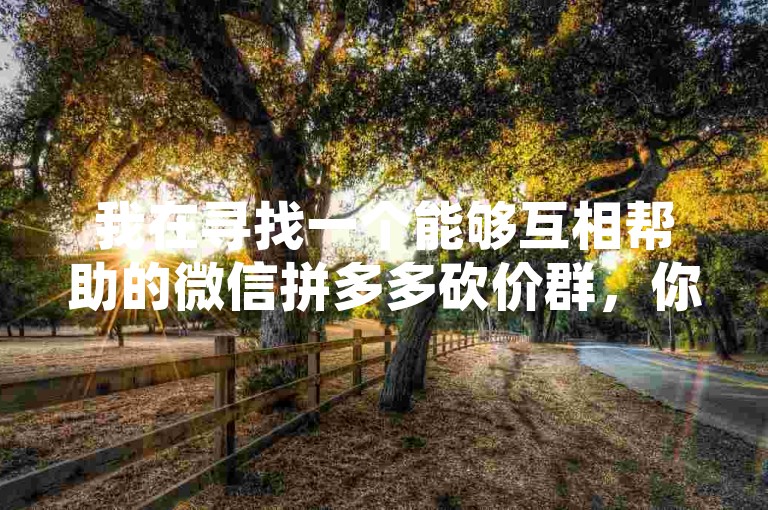 我在寻找一个能够互相帮助的微信拼多多砍价群，你有这样的群聊信息吗？