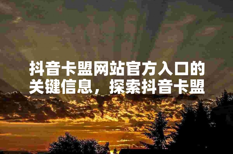 抖音卡盟网站官方入口的关键信息，探索抖音卡盟网站的官方通道，获取最新资讯！新手入门必看！