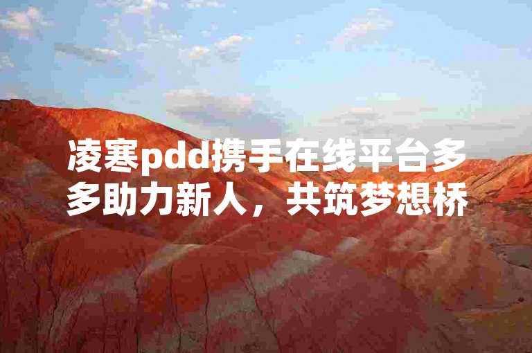 凌寒pdd携手在线平台多多助力新人，共筑梦想桥梁。