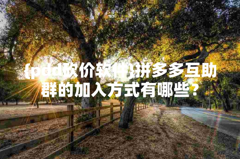 {pdd砍价软件}拼多多互助群的加入方式有哪些？