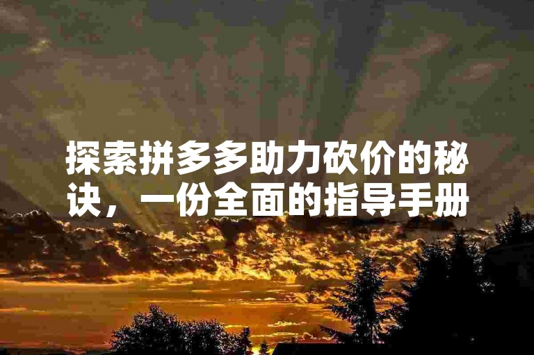 探索拼多多助力砍价的秘诀，一份全面的指导手册。