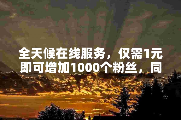全天候在线服务，仅需1元即可增加1000个粉丝，同时享受0元点赞自助下单的超值优惠。