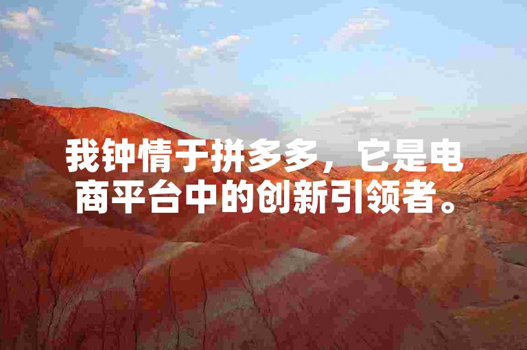 我钟情于拼多多，它是电商平台中的创新引领者。